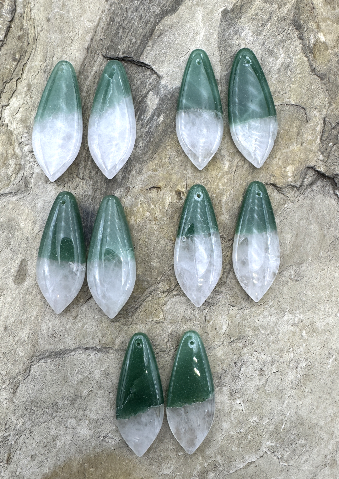 Chrysoprase Matching Earring Slab Bead Pair 13x30mm Select