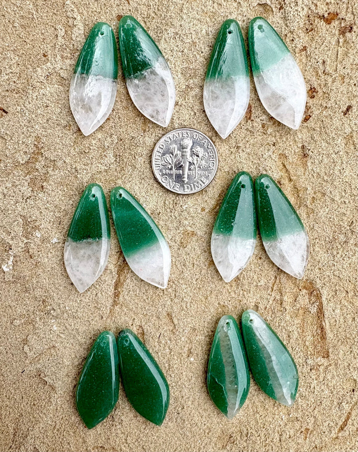 Chrysoprase Matching Earring Slab Bead Pairs 12x30mm