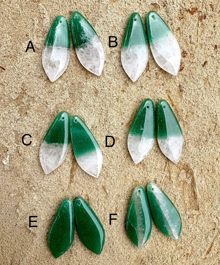 Chrysoprase Matching Earring Slab Bead Pairs 12x30mm