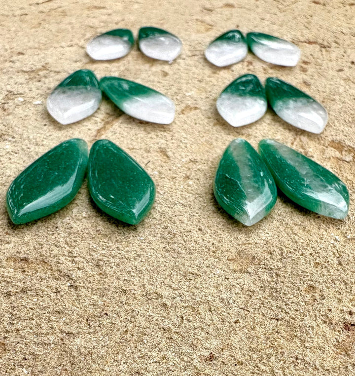 Chrysoprase Matching Earring Slab Bead Pairs 12x30mm