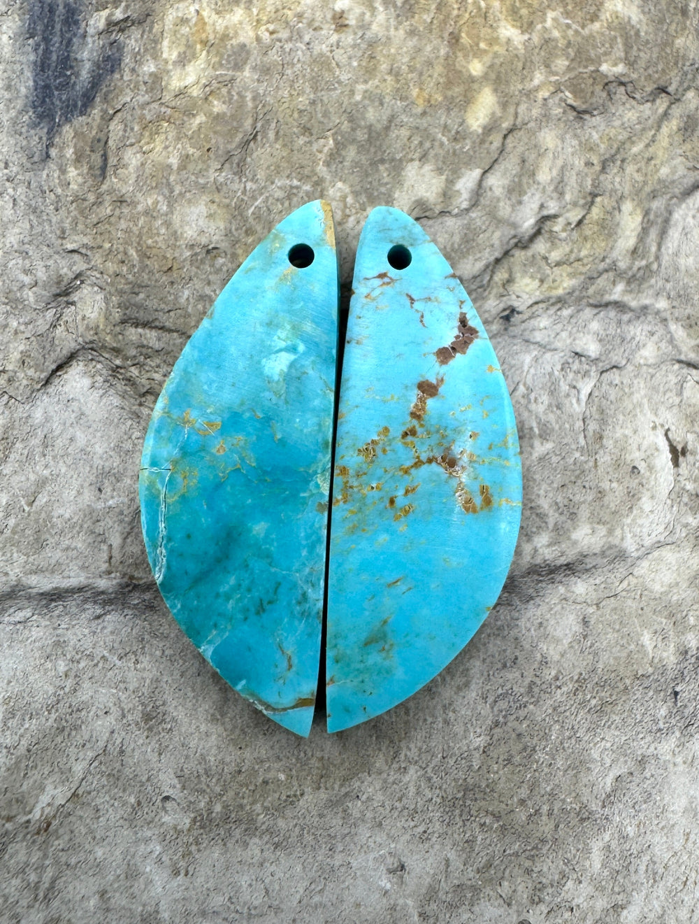 Clavelina Turquoise (Chile) Matching Earring Slab Bead Pair