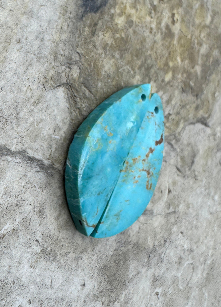 Clavelina Turquoise (Chile) Matching Earring Slab Bead Pair
