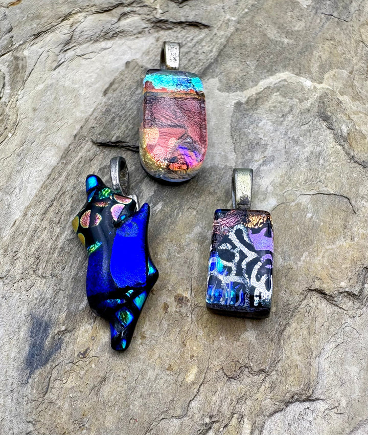 CLOSEOUT LOT 3 Dichroic Fused Glass Pendants - Mixed Lots