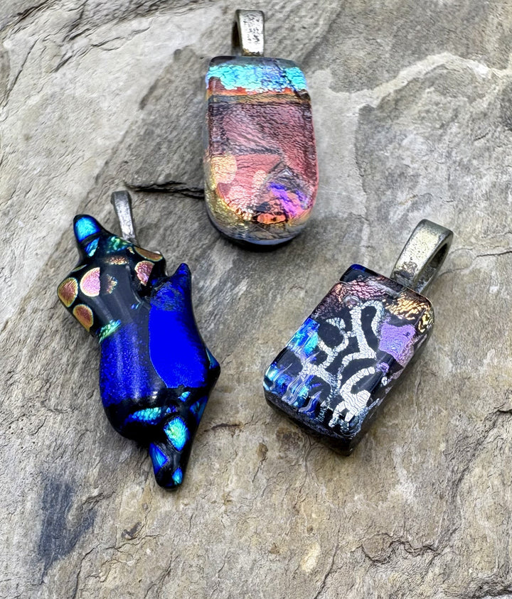 CLOSEOUT LOT 3 Dichroic Fused Glass Pendants - Mixed Lots