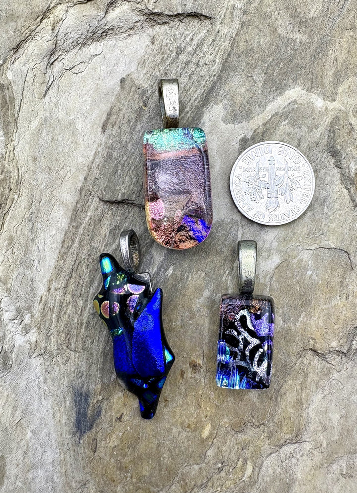 CLOSEOUT LOT 3 Dichroic Fused Glass Pendants - Mixed Lots