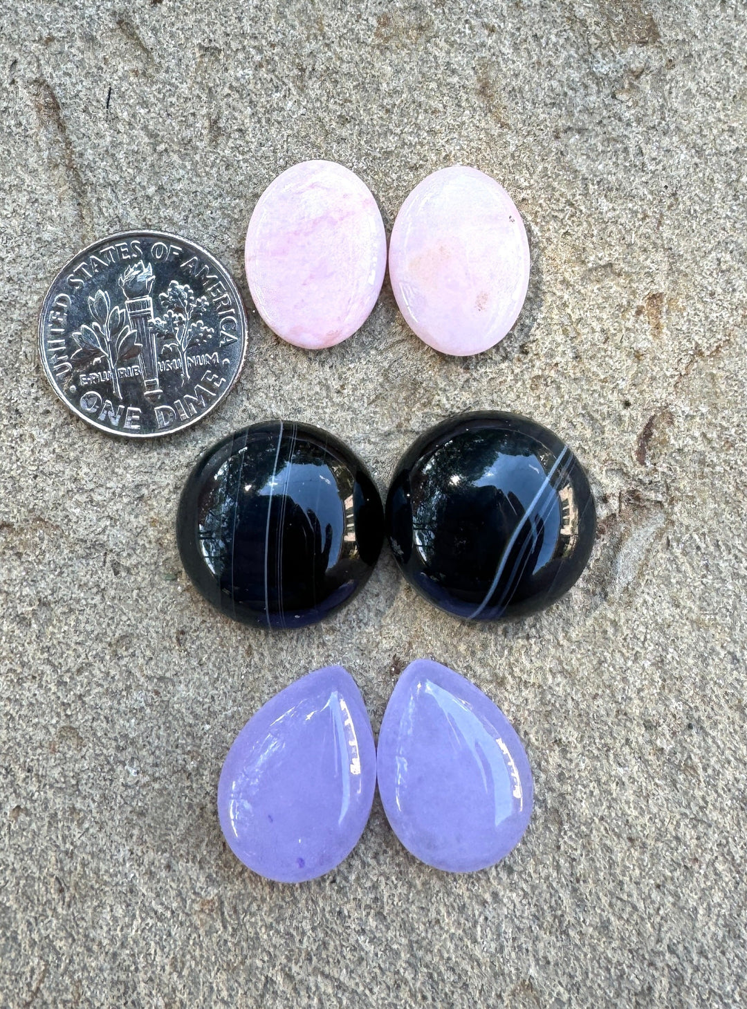 CLOSEOUT LOT 3 Pair of Cabochons Pink Opal Chalcedony