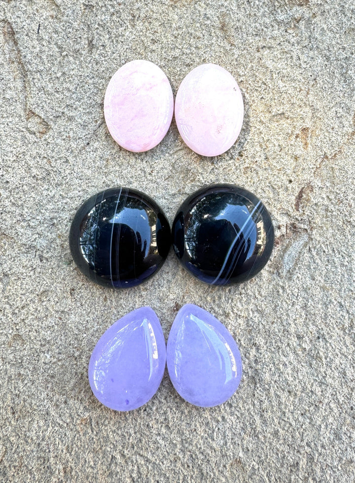 CLOSEOUT LOT 3 Pair of Cabochons Pink Opal Chalcedony