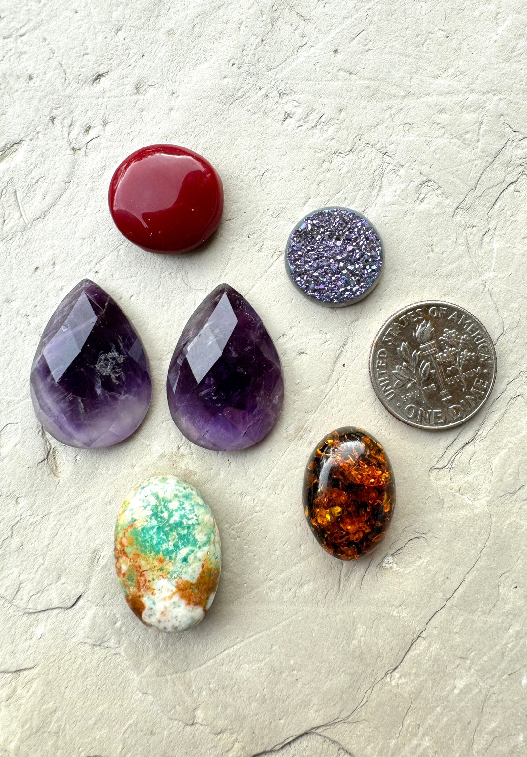 CLOSEOUT LOT 6 Cabochons Amethyst Amber Turquoise and more