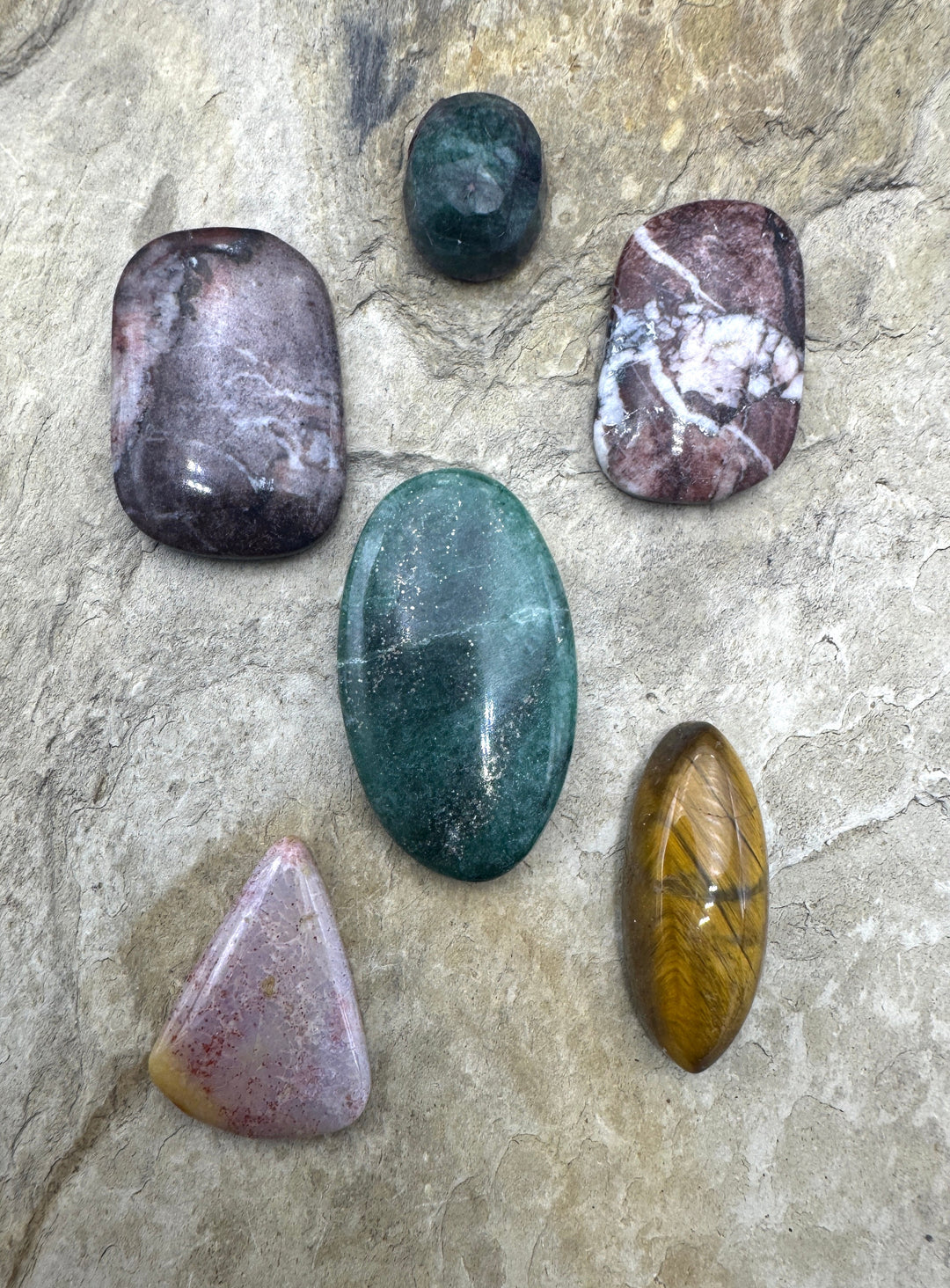 CLOSEOUT LOT 6 Designer Cabochons Tiger Eye Green