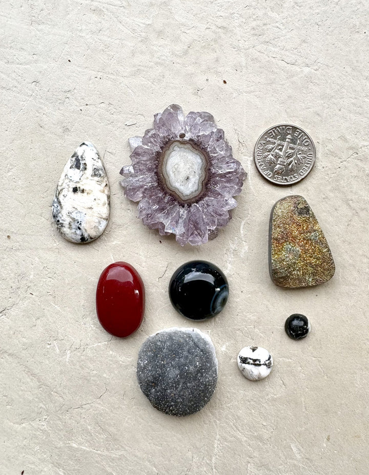 CLOSEOUT LOT 8 Cabochons White Buffalo Amethyst Rainbow