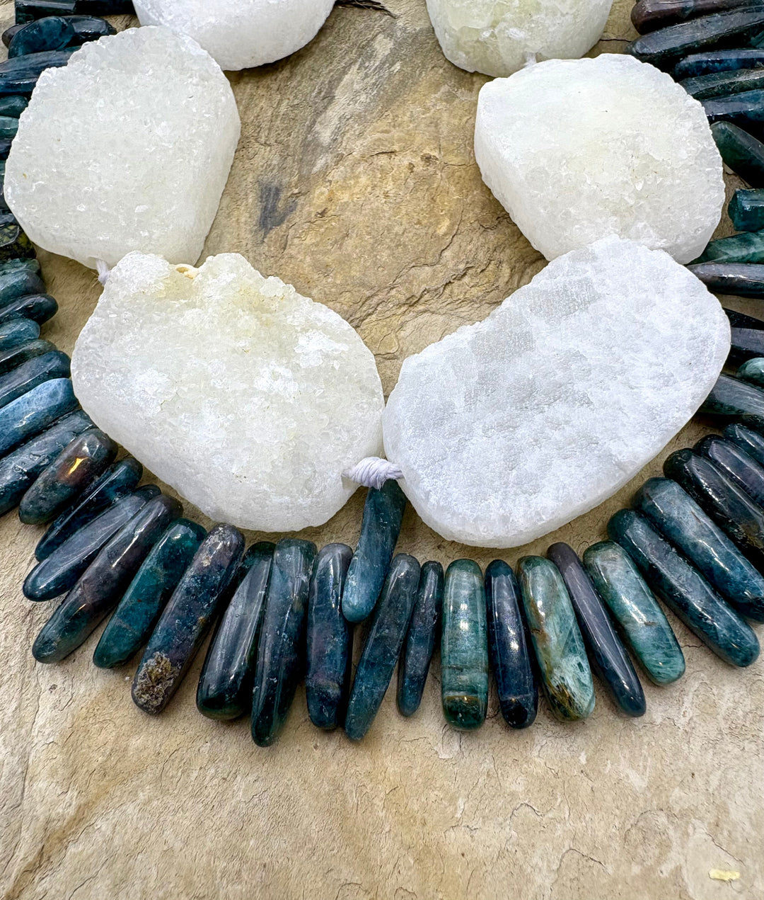 CLOSEOUT LOT of 2 Bead Strands BIG White Druzy and Blue