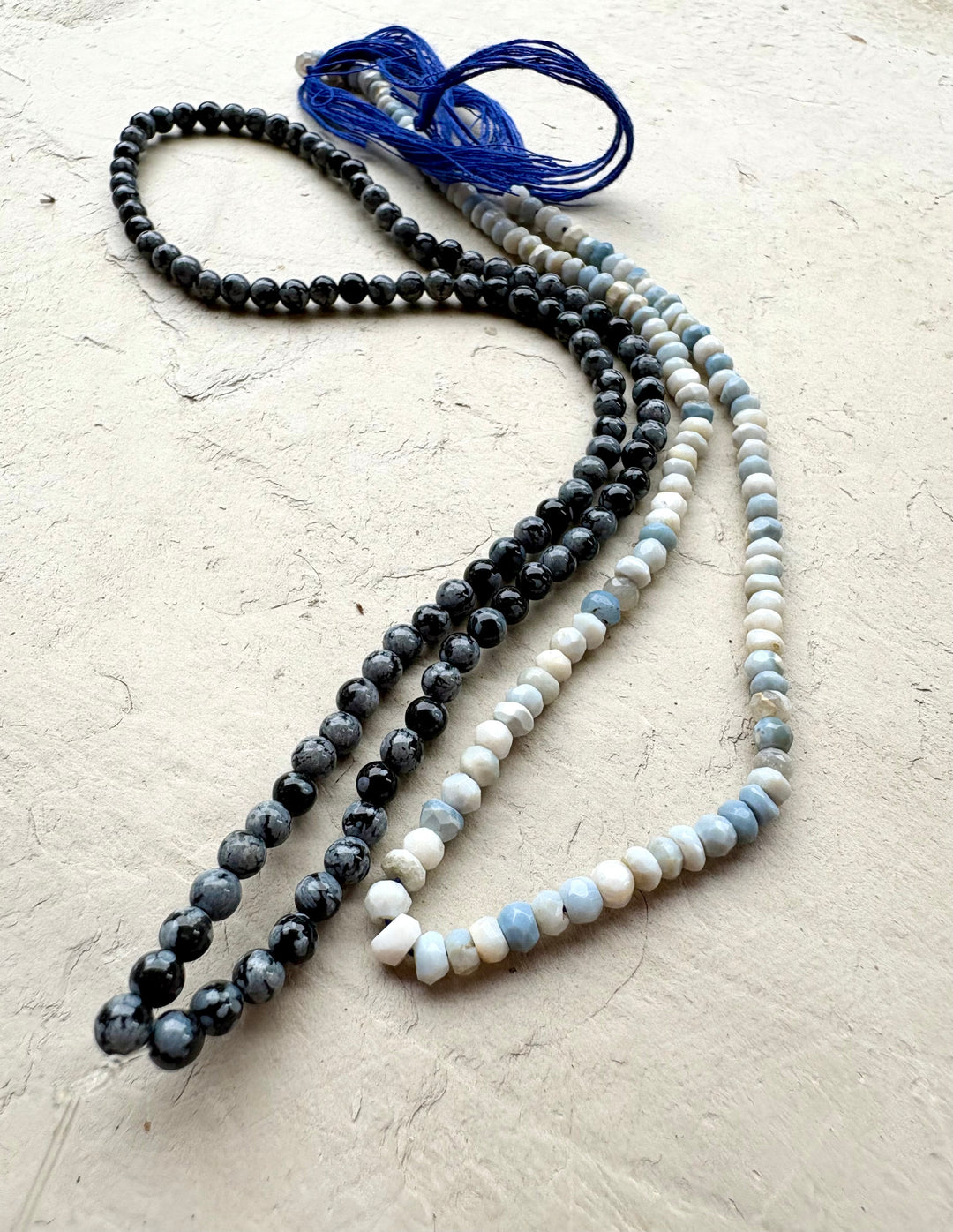 CLOSEOUT LOT of 2 Bead Strands Blue Opal and Snowflake