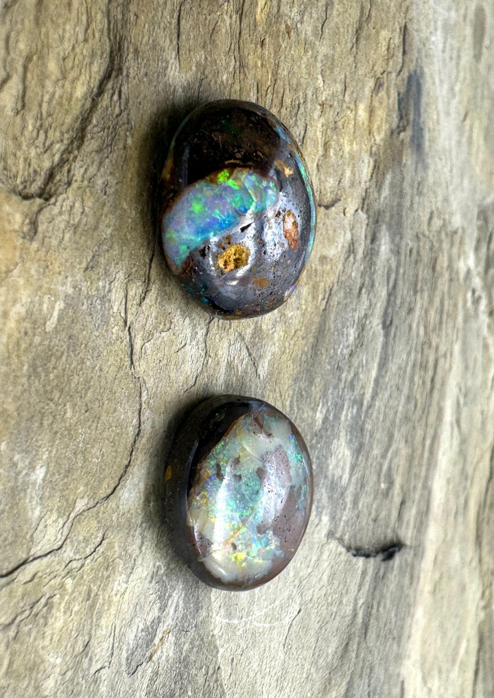 CLOSEOUT LOT of 2 Boulder Opals with lots of fire 17.85