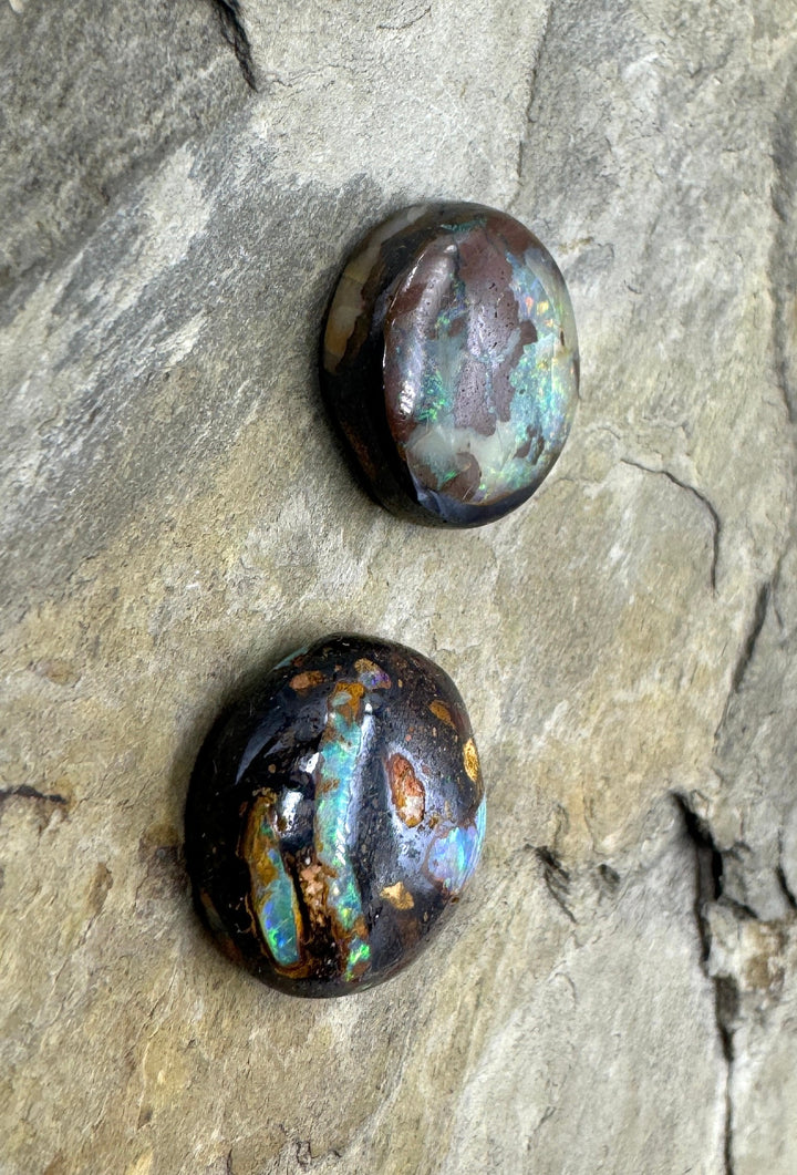 CLOSEOUT LOT of 2 Boulder Opals with lots of fire 17.85