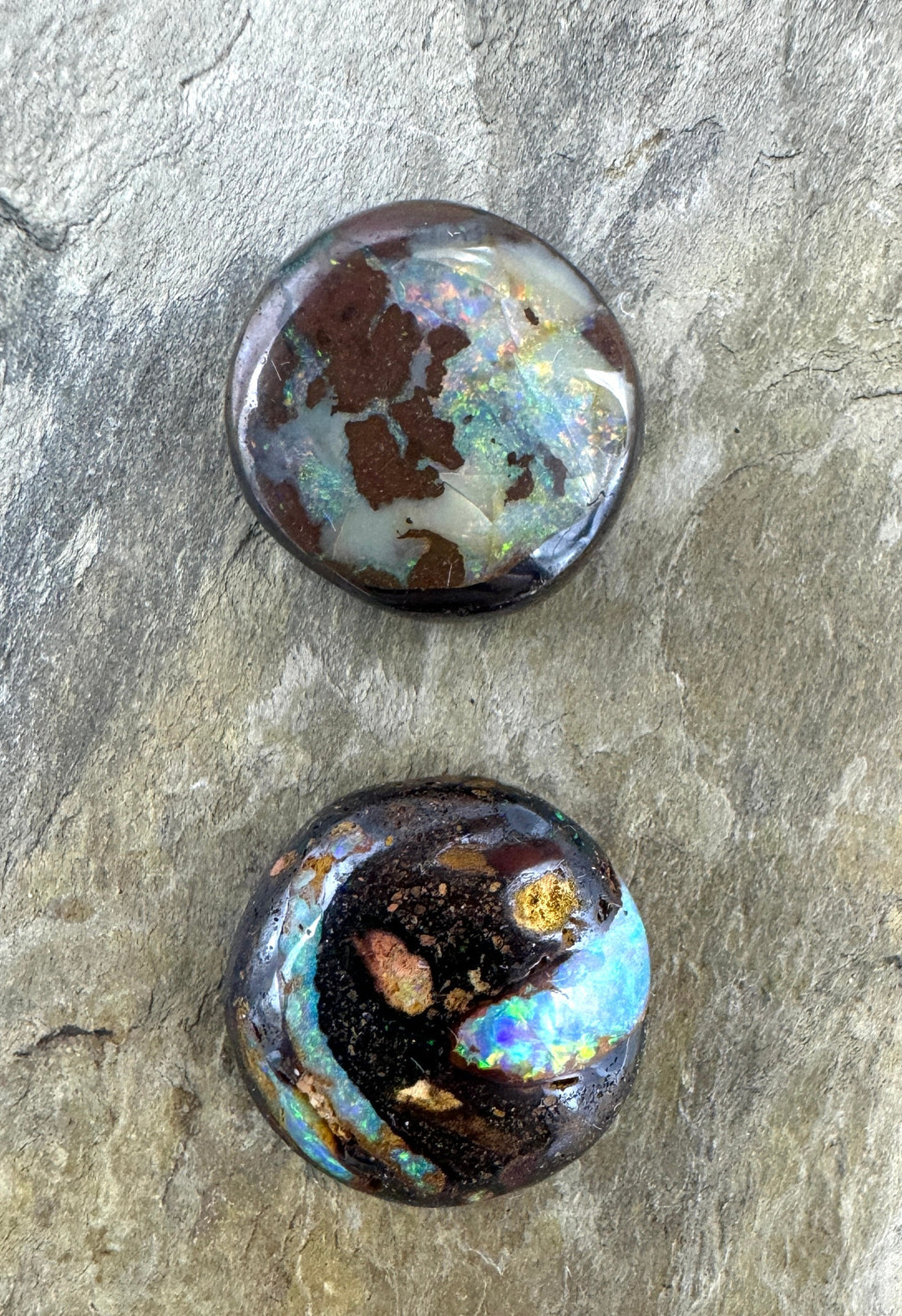 CLOSEOUT LOT of 2 Boulder Opals with lots of fire 17.85