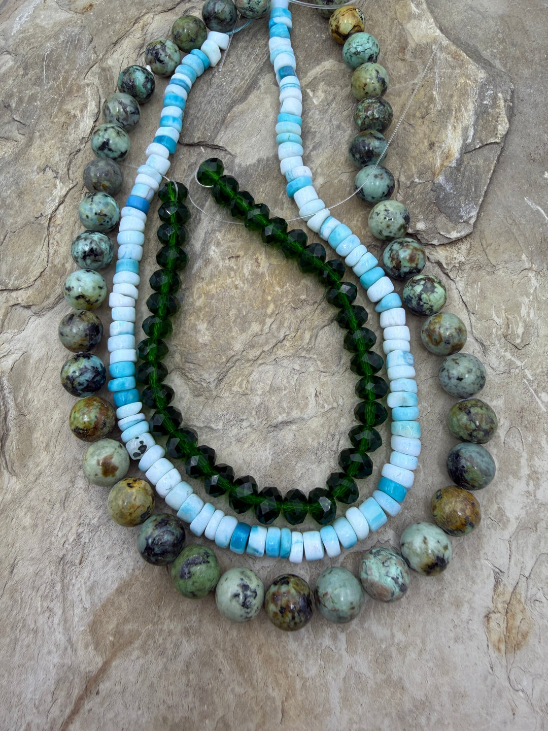 CLOSEOUT Lot of 3 Bead Strands African Turquoise Dyed Opal