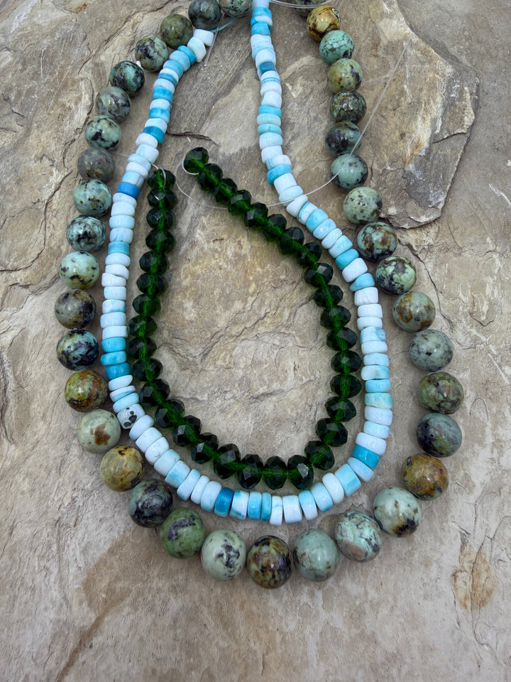 CLOSEOUT Lot of 3 Bead Strands African Turquoise Dyed Opal