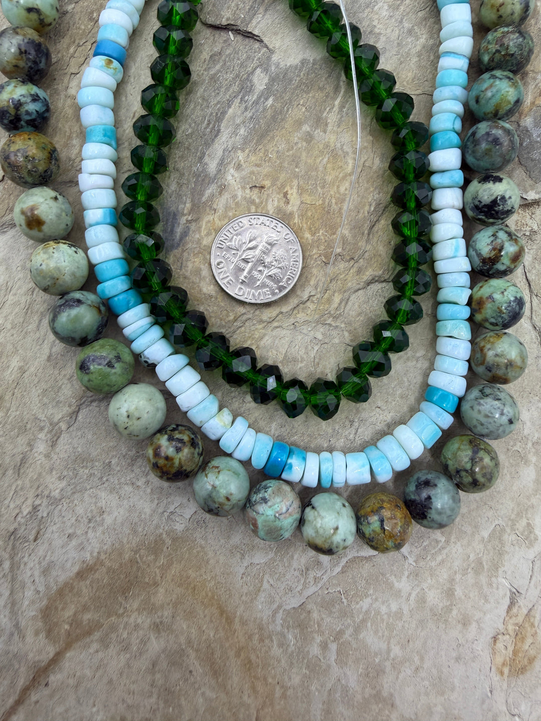 CLOSEOUT Lot of 3 Bead Strands African Turquoise Dyed Opal