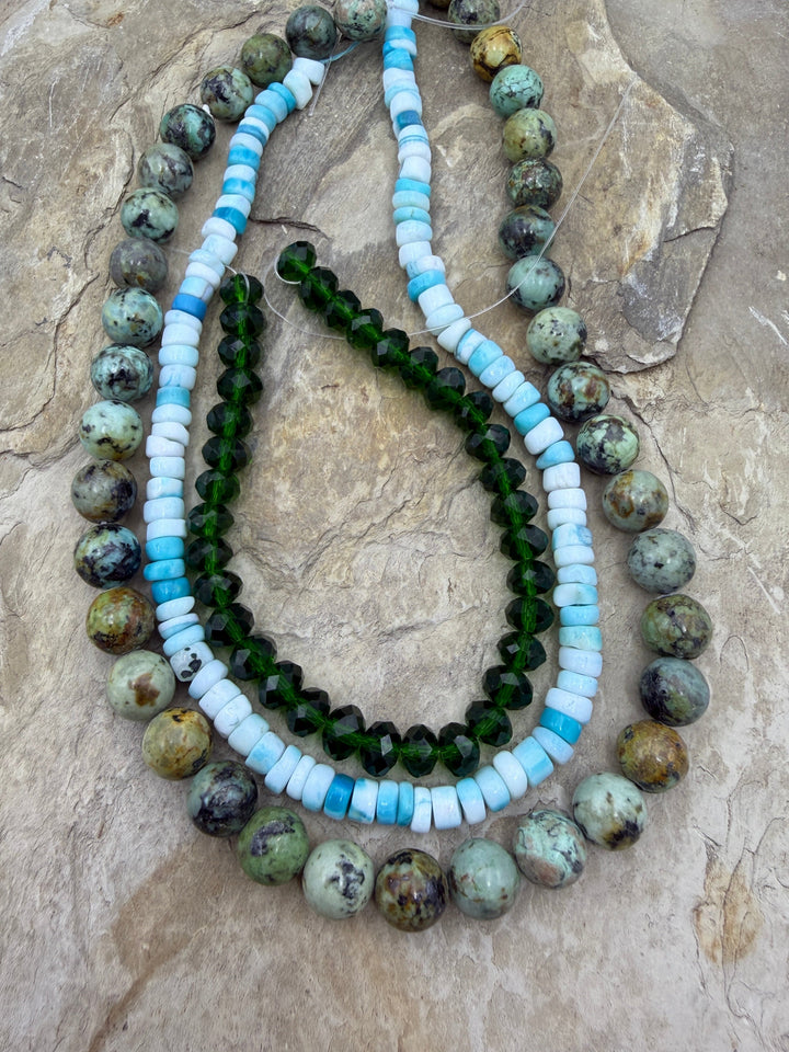 CLOSEOUT Lot of 3 Bead Strands African Turquoise Dyed Opal