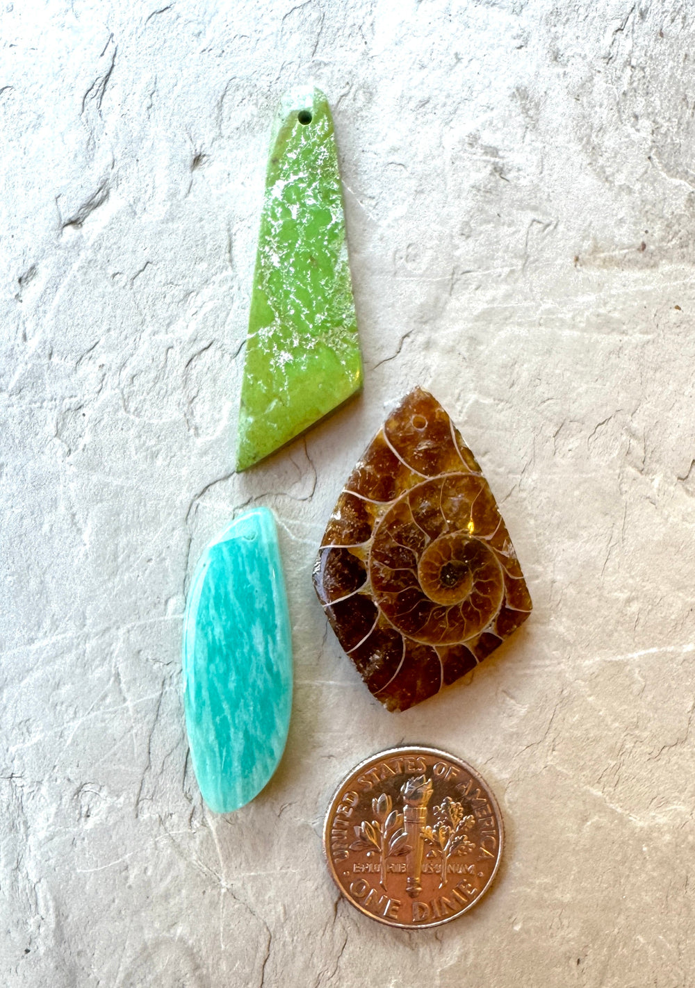 CLOSEOUT LOT of 3 Focal Beads Gaspeite Amazonite Ammonite