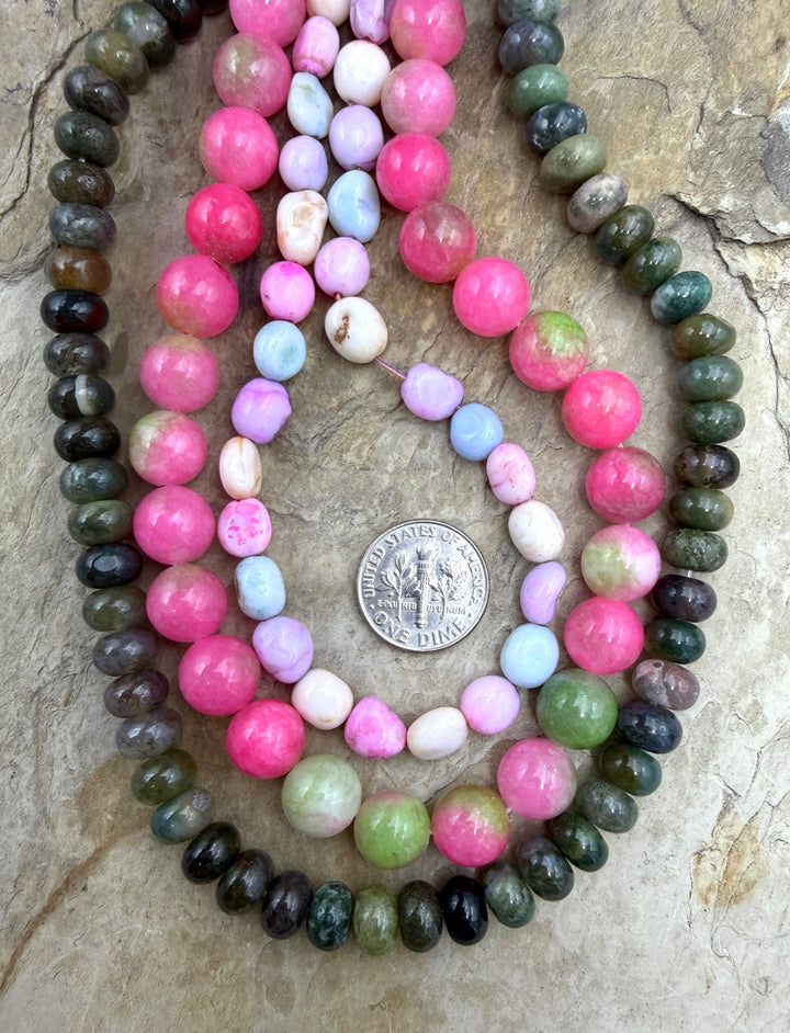 CLOSEOUT Lot of 3 Full Bead Strands Blood Agate Dyed Opal