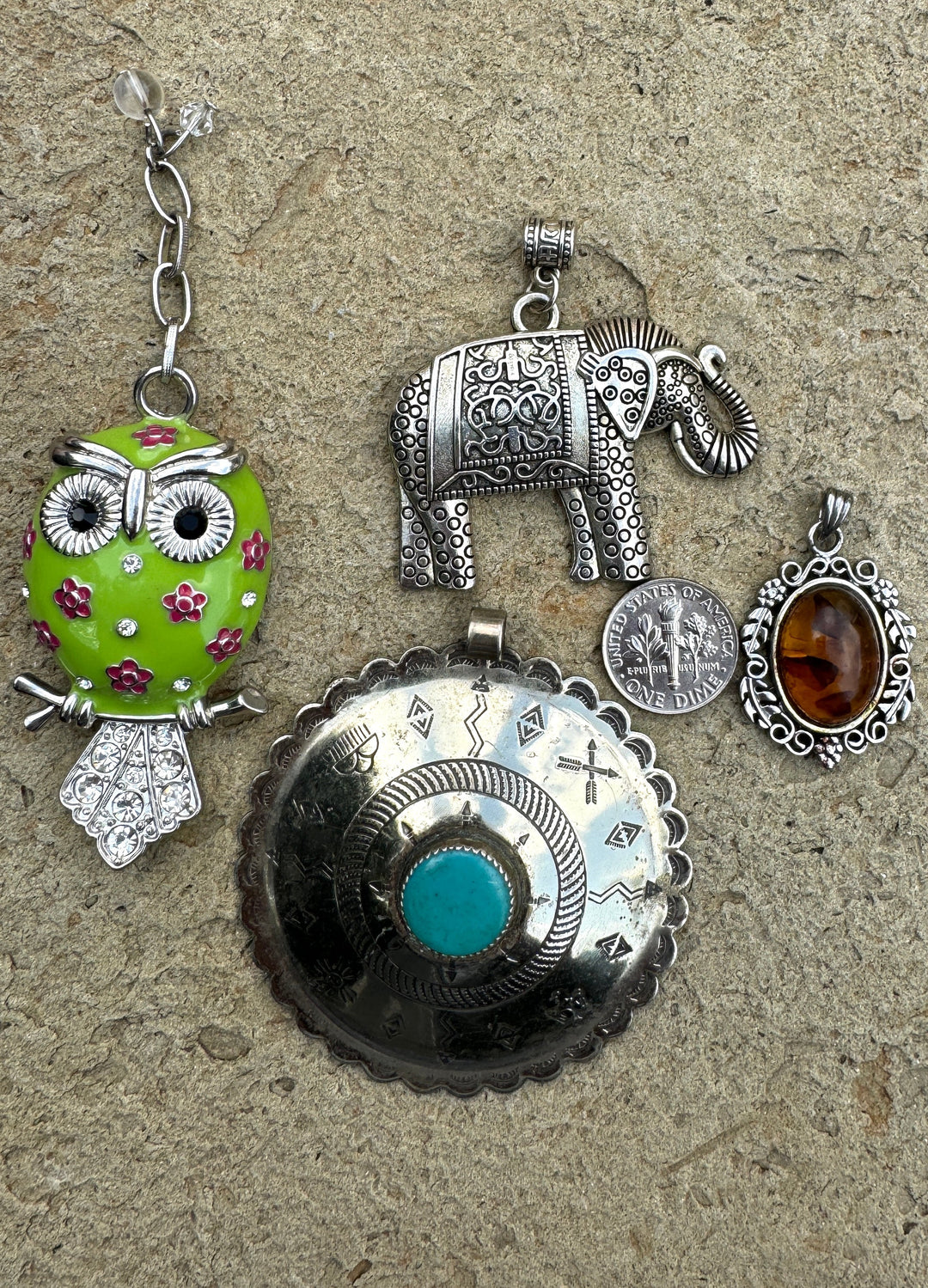 CLOSEOUT LOT of 4 Base Metal/Costume Pendants - Cameos