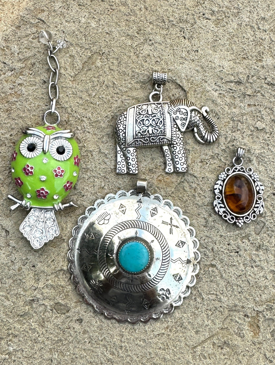 CLOSEOUT LOT of 4 Base Metal/Costume Pendants - Cameos