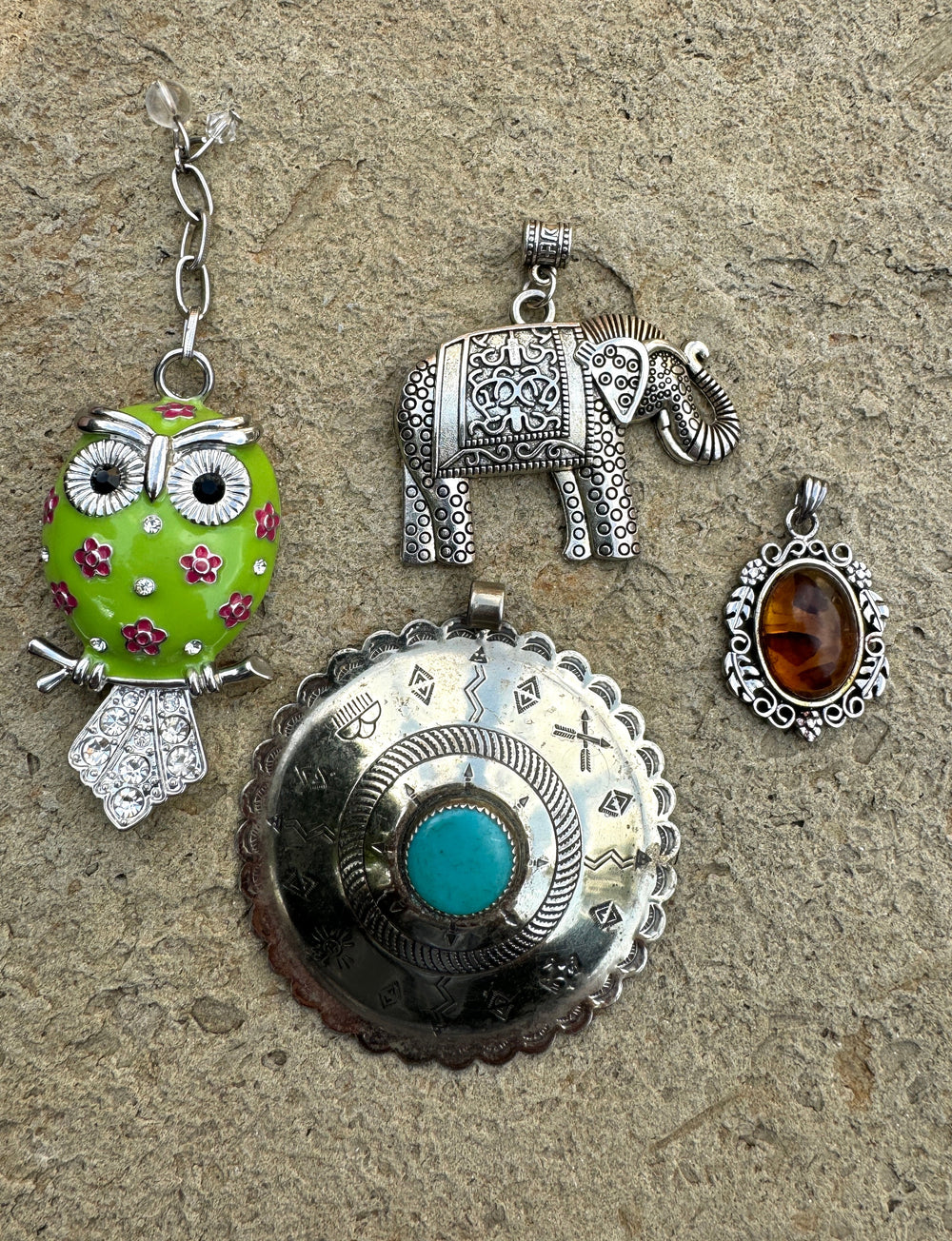 CLOSEOUT LOT of 4 Base Metal/Costume Pendants - Cameos