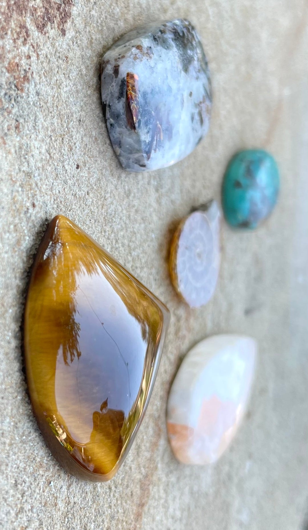 CLOSEOUT LOT of 5 Cabochons Amethyst Astrophyllite