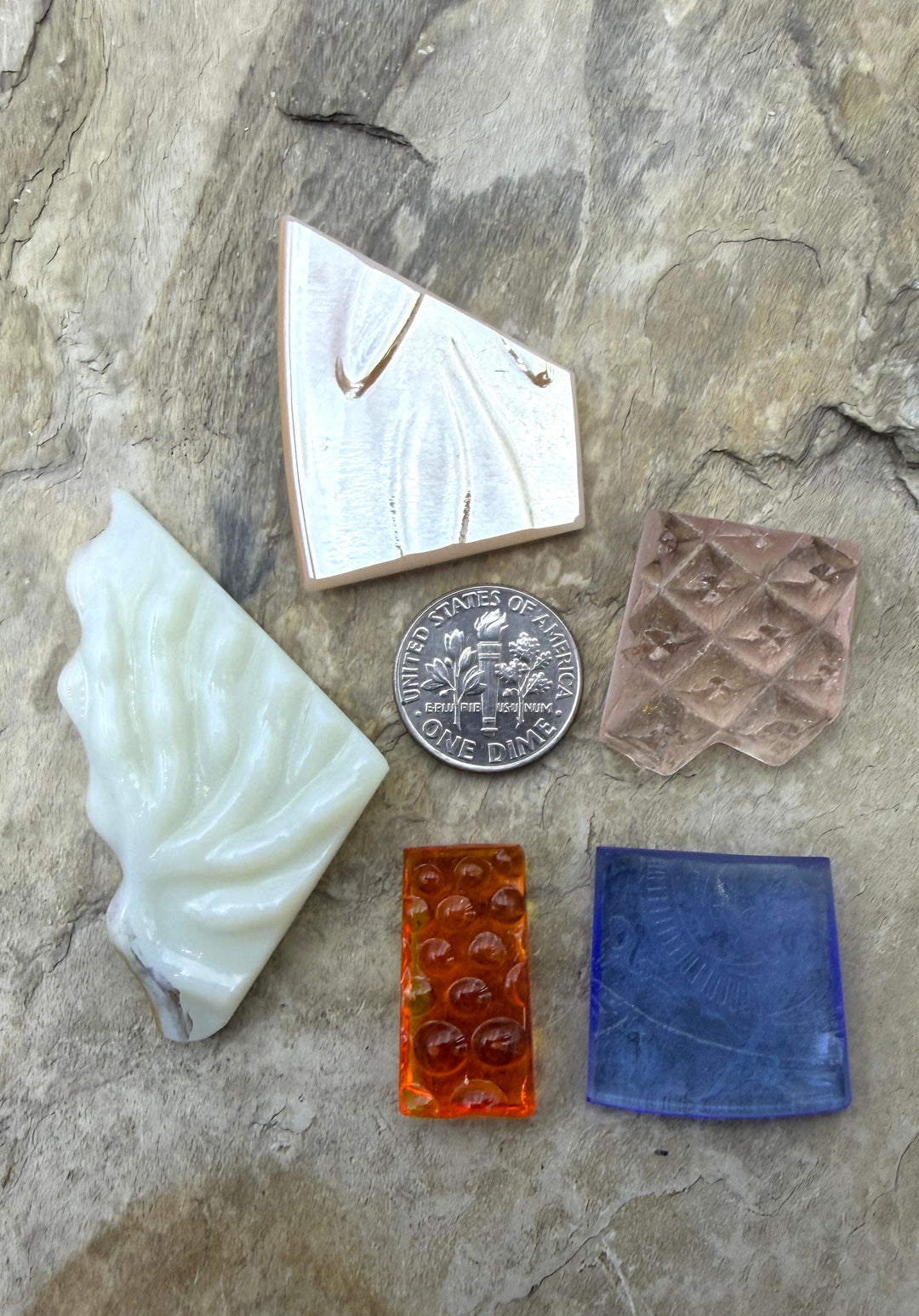 CLOSEOUT LOT of 5 Cabochons Made from Depression Glass