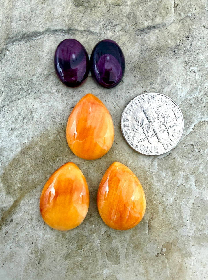 CLOSEOUT LOT of 5 Spiny Oyster Shell Cabochons 5 Cabs