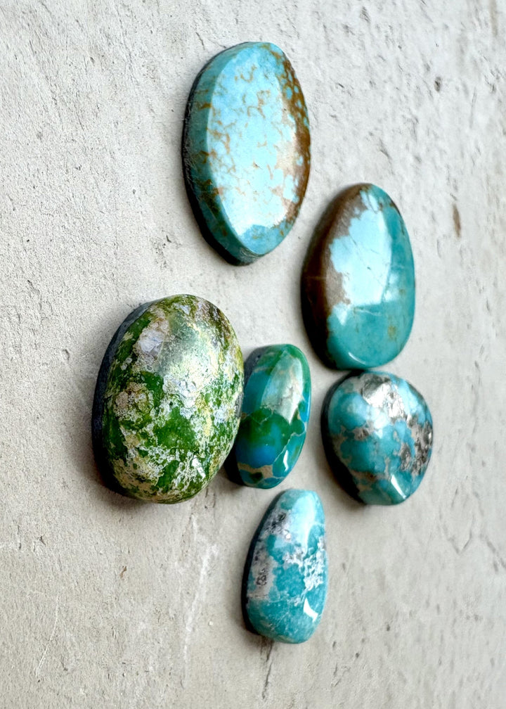 CLOSEOUT LOT of 6 Mixed American Turquoise Cabochons