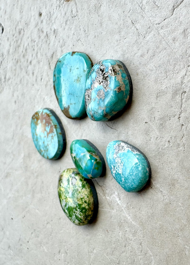 CLOSEOUT LOT of 6 Mixed American Turquoise Cabochons