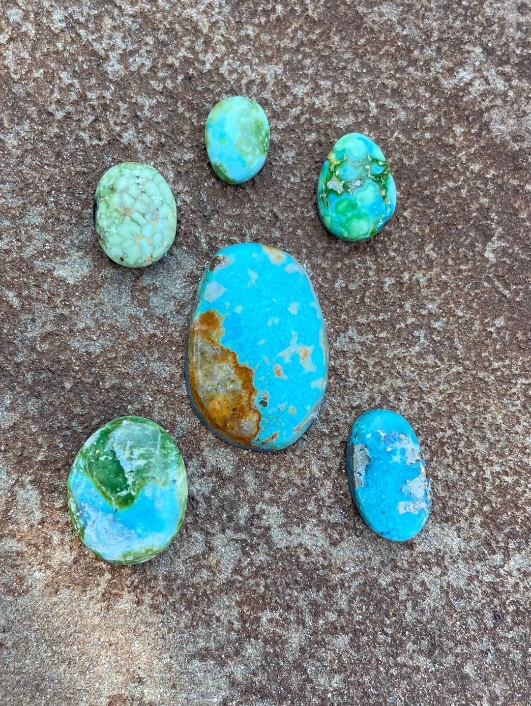 CLOSEOUT LOT of 6 Small American Turquoise Cabochons Sonora