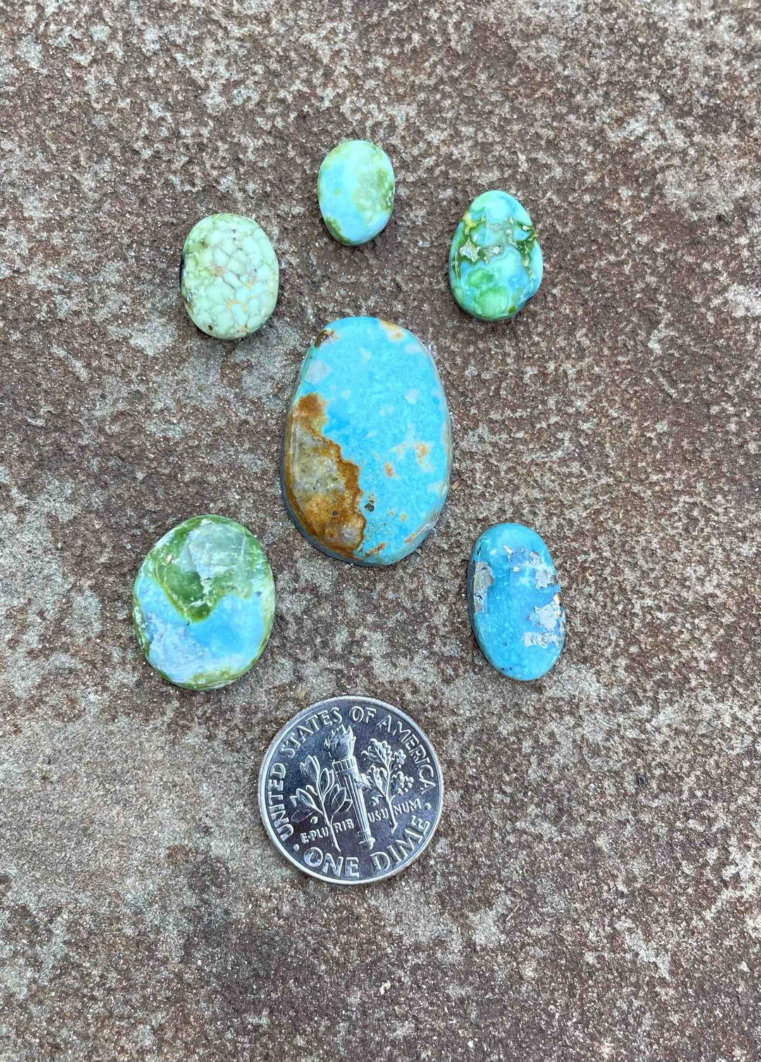 CLOSEOUT LOT of 6 Small American Turquoise Cabochons Sonora