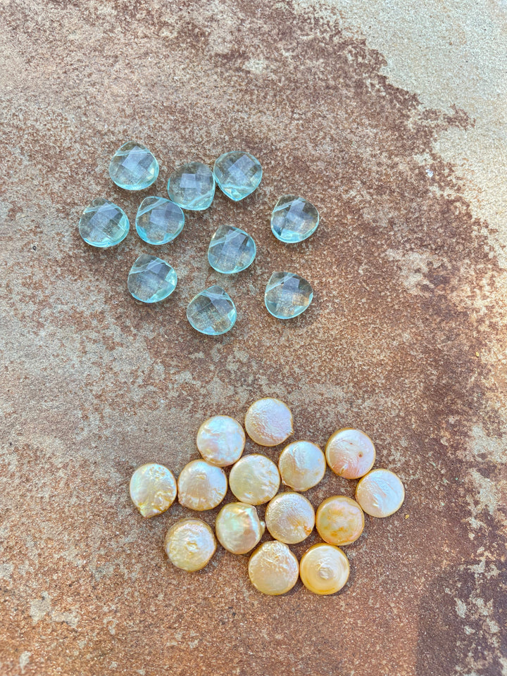 CLOSEOUT LOT of Freshwater Pearl Coin beads and Blue Topaz