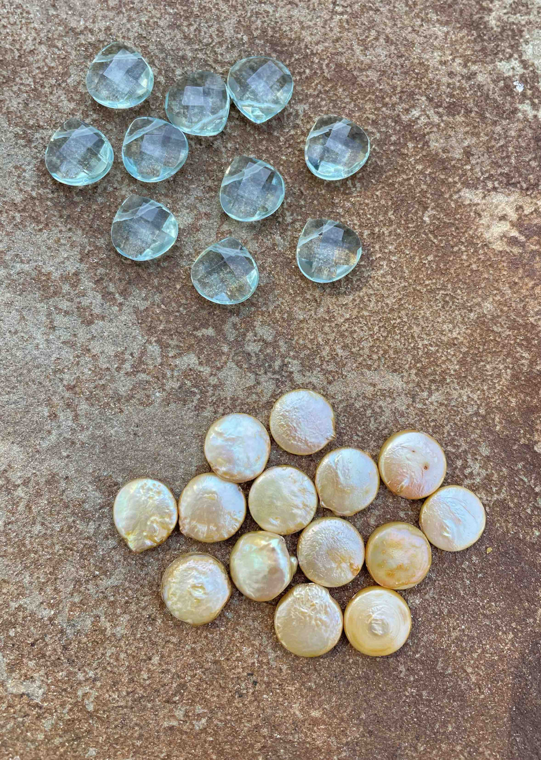 CLOSEOUT LOT of Freshwater Pearl Coin beads and Blue Topaz