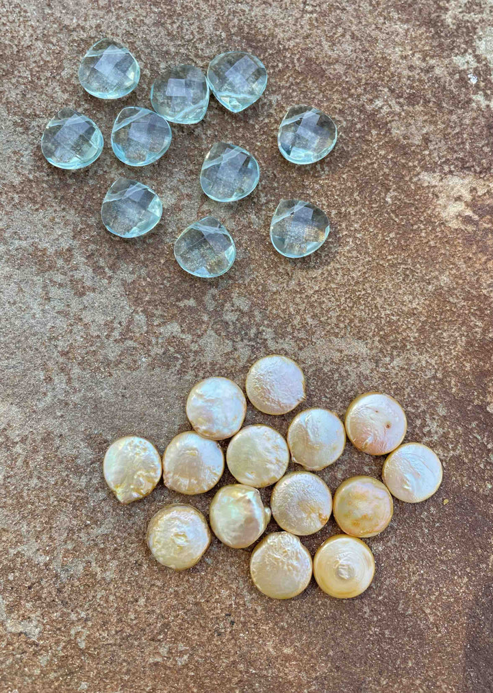 CLOSEOUT LOT of Freshwater Pearl Coin beads and Blue Topaz