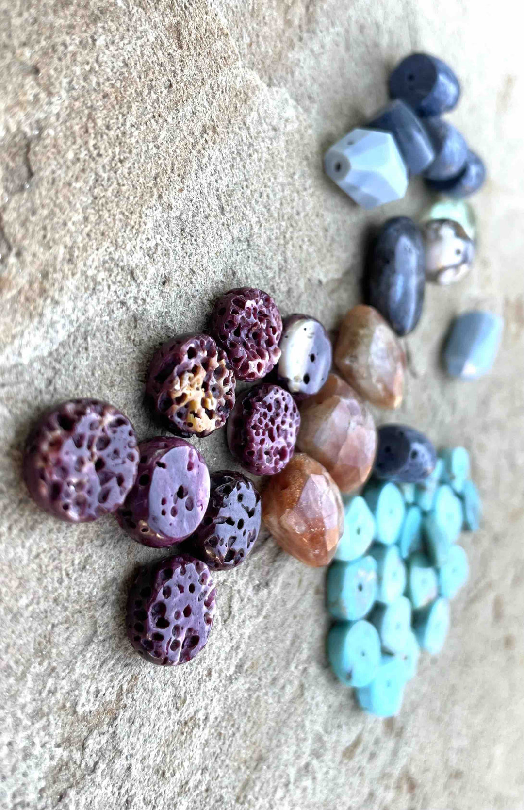 CLOSEOUT LOT of Mixed Gemstone Beads Turquoise Blue Sponge