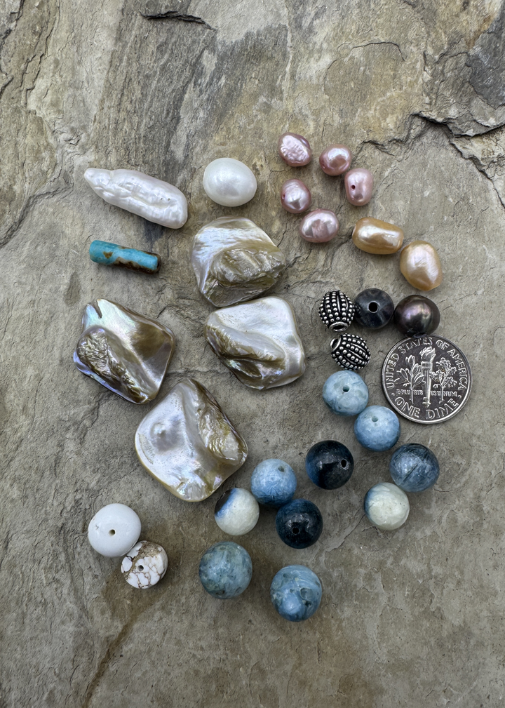 CLOSEOUT LOT of Premium Mixed Beads Blue Glacierite