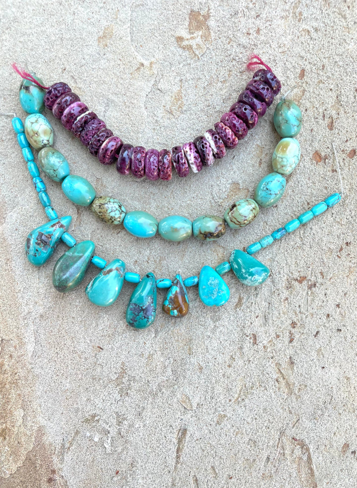 CLOSEOUT LOT of Three Focal Strands Turquoise and Spiny