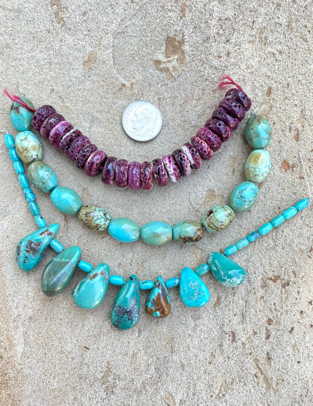 CLOSEOUT LOT of Three Focal Strands Turquoise and Spiny