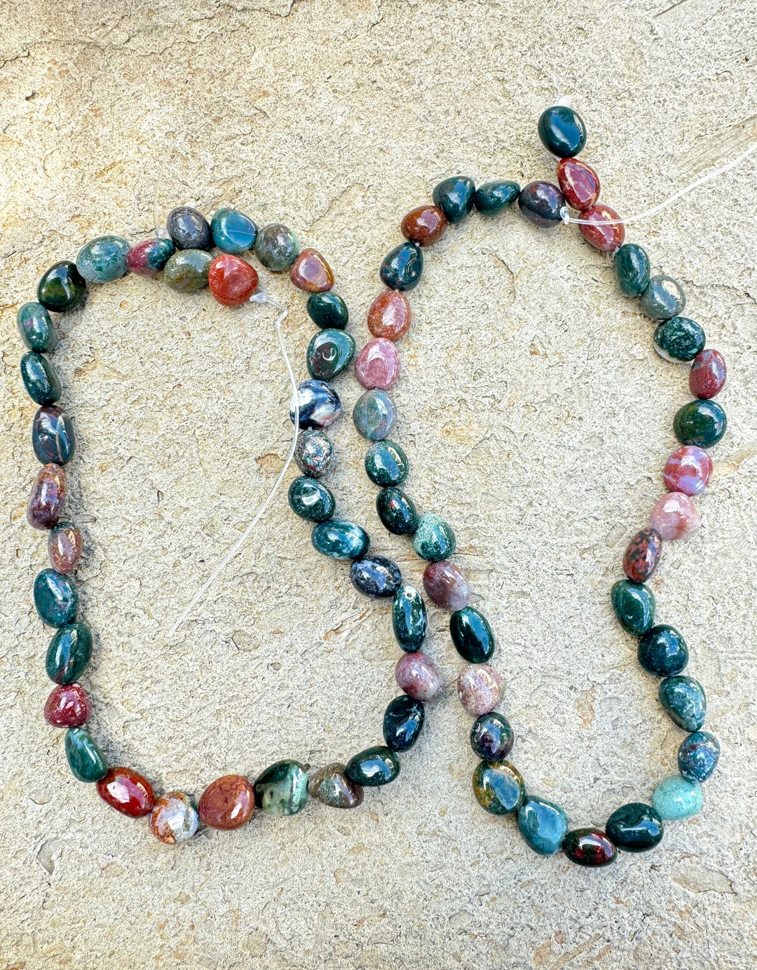 Colorful Bloodstone 10-16mm Nugget Beads 16 Inch Strands