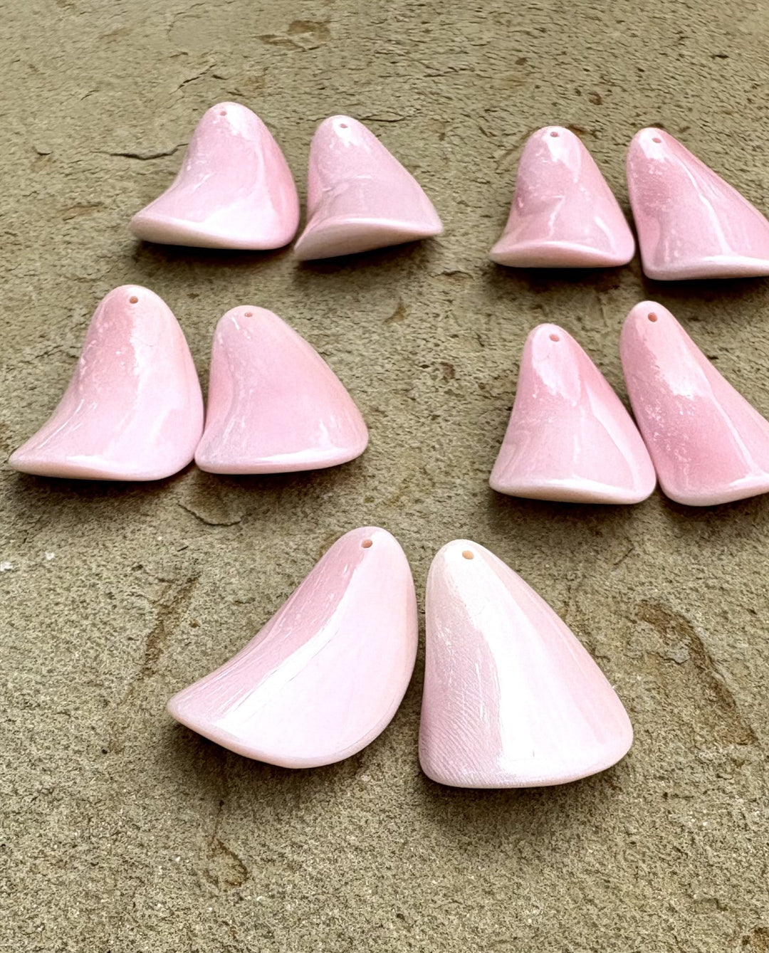 Conch Shell Slice Earring Bead Pairs Approximately 23x37mm