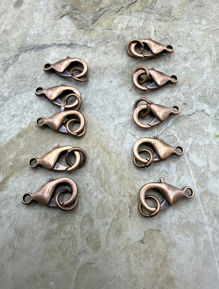 Copper BIG Lobster Claw Clasp with Jump Ring Pack of 5
