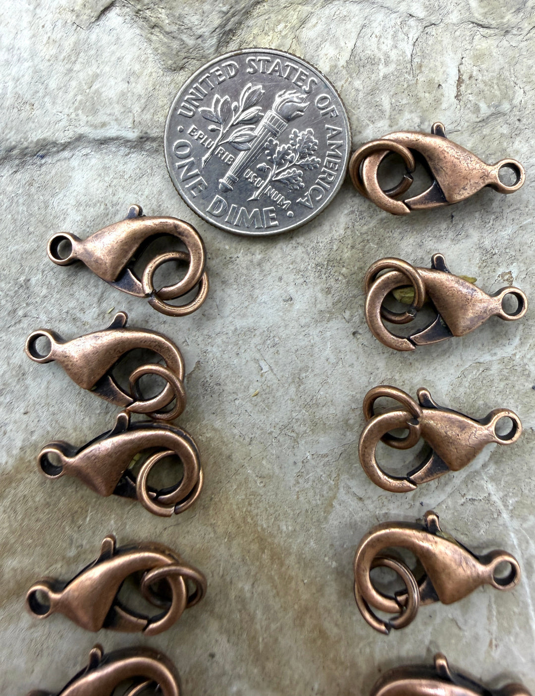 Copper BIG Lobster Claw Clasp with Jump Ring Pack of 5