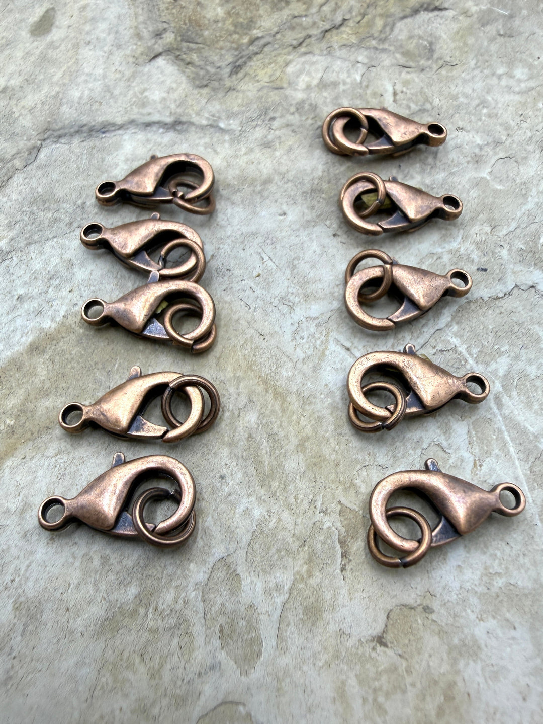 Copper BIG Lobster Claw Clasp with Jump Ring Pack of 5