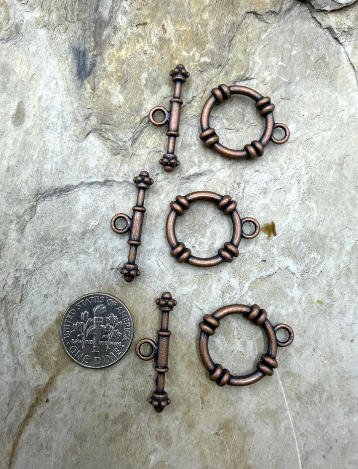 Copper BIG Toggle Clasp Set Pack of 3 Clasp Sets - Jewelry