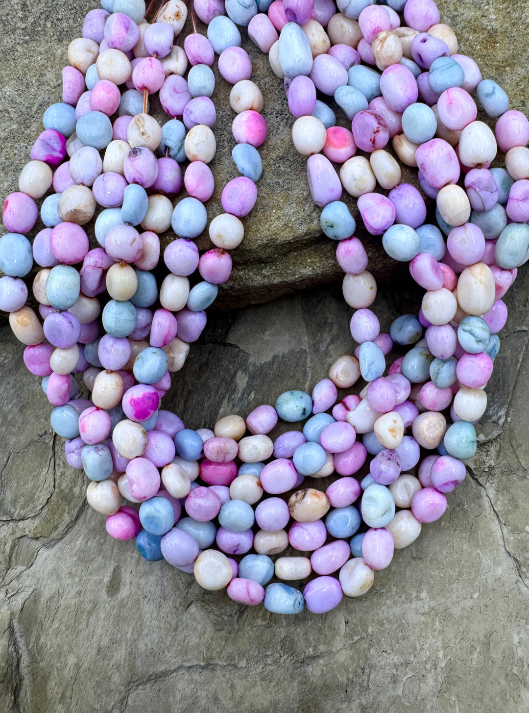 Cotton Candy Opal (Dyed) Mixed Pastel Color 6 8mm Rounded