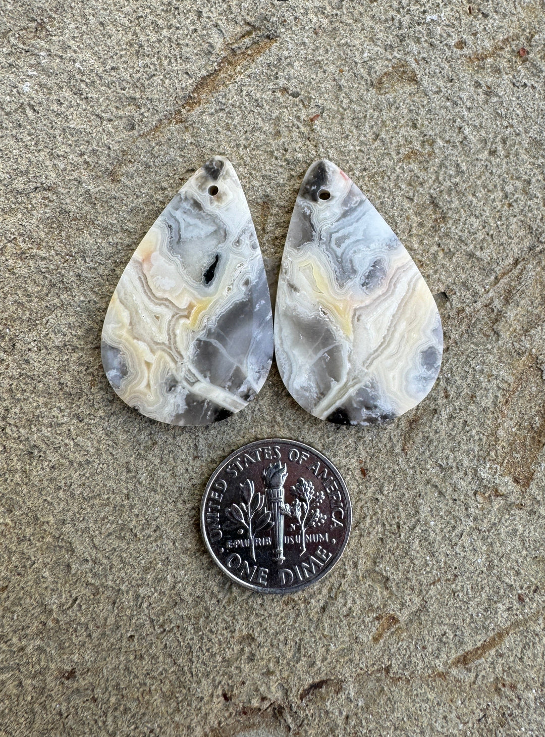 Crazy Lace Agate BIG Matching Earring Slab Bead Pair